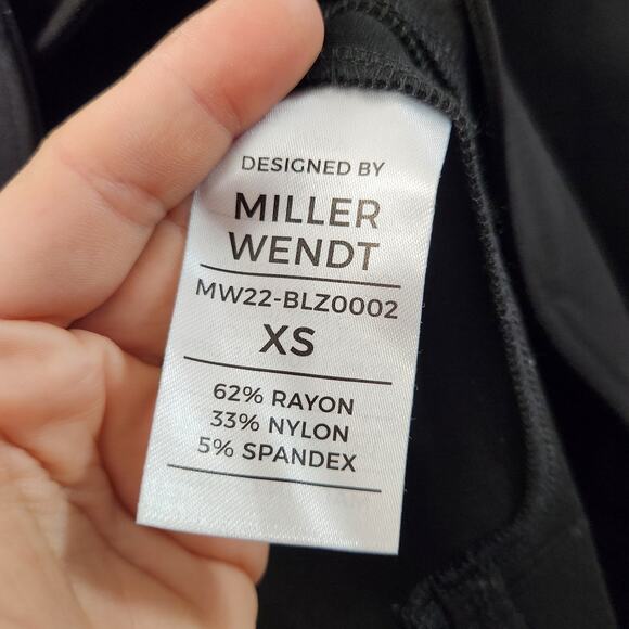 Miller Wendt Alexis Black Blazer XS Button Front Stretch Preppy Classic Military - Picture 7 of 9